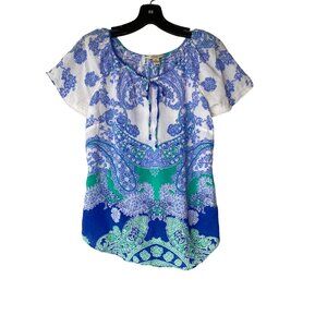 G.H. Bass Women's Lightweight Colorful Paisely Peasant Top Size XS